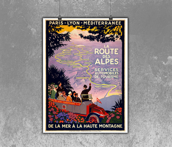 La Route de Alpes Vintage Travel Poster 1922