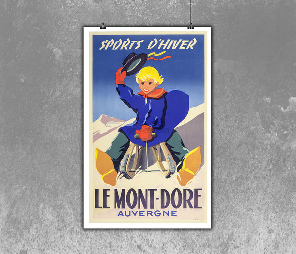 Le Mont-Dore Auvergne, French Winter Sport Poster. 1930's