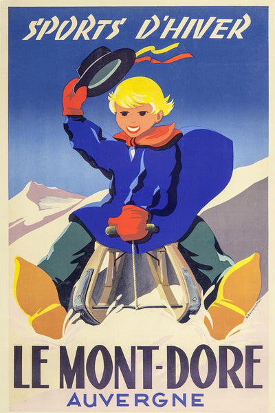 Le Mont-Dore Auvergne, French Winter Sport Poster. 1930's