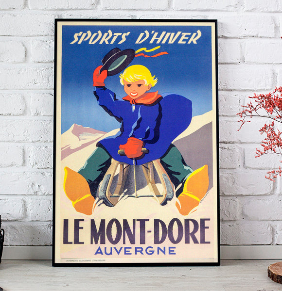 Le Mont-Dore Auvergne, French Winter Sport Poster. 1930's