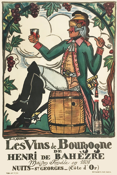 Les Vins de Bourgogne Vintage Poster by Guy Arnoux 1932