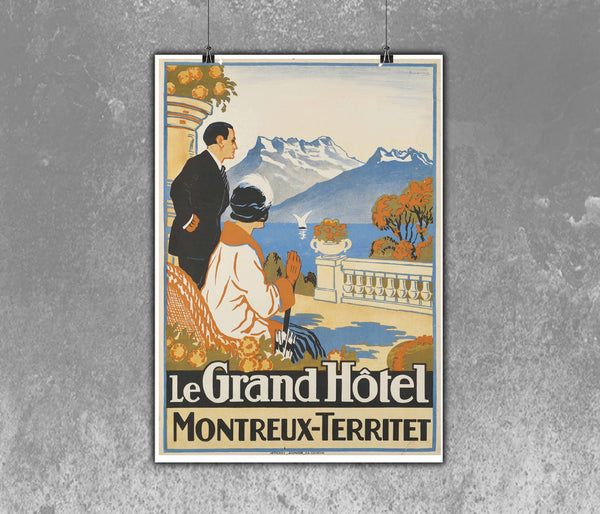 Le Grand Hotel, Montreux-Territet Vintage Travel Poster