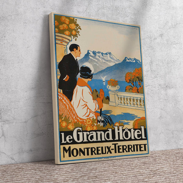 Le Grand Hotel, Montreux-Territet Vintage Travel Poster Canvas