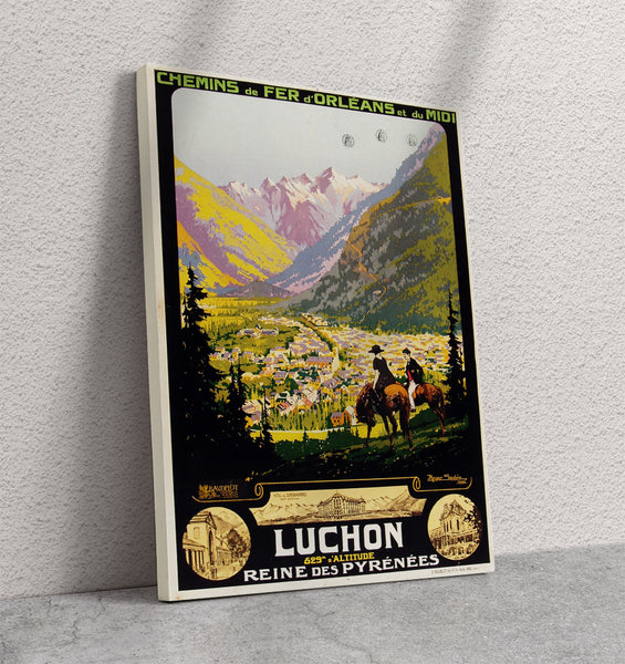 Luchon Pyrenees Orleans Midi Railways  Antique Travel Poster by Roger  Soubie Canvas