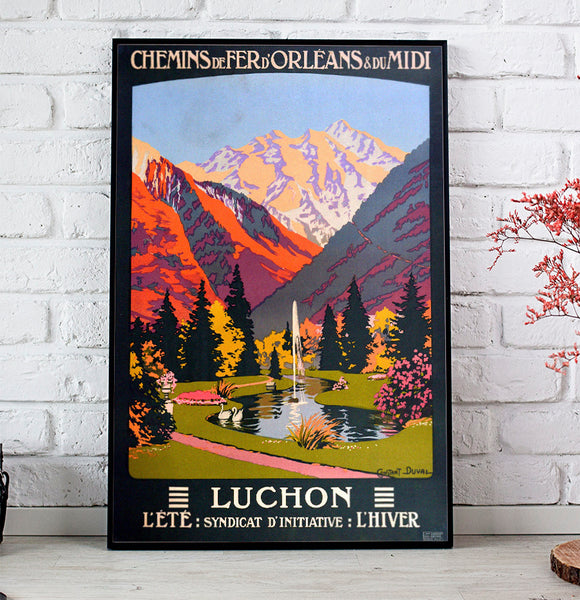 Luchon Railroad Poster.L'ete  L'hiver Summer and Winter Vintage Poster by Con