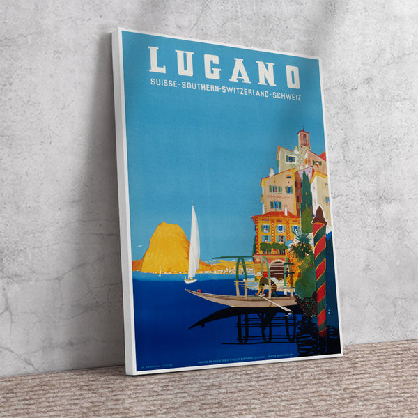 Lugano - Lake Lugano - Vintage Travel Poster by Leopoldo Metlicovitz c.1958