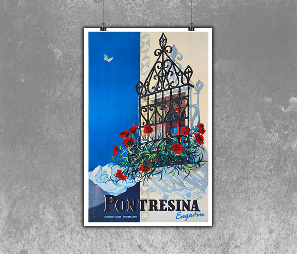 Pontresina, Swiss Travel Poster by Peikert 1939