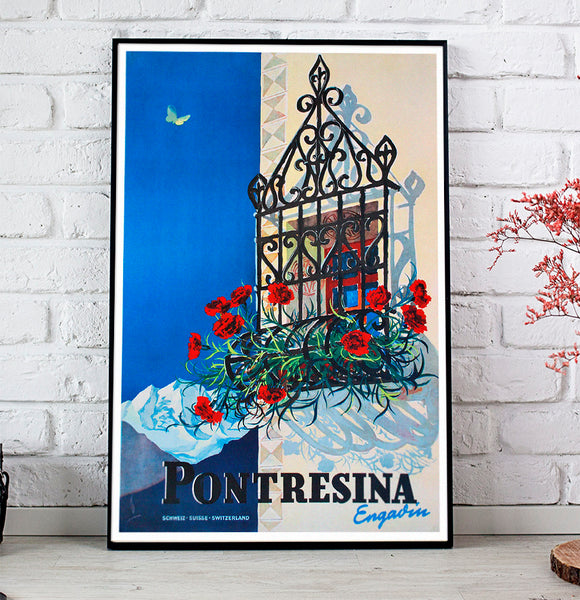 Pontresina, Swiss Travel Poster by Peikert 1939