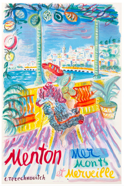 Menton  Mer, Monts et Merveille Vintage Travel Poster