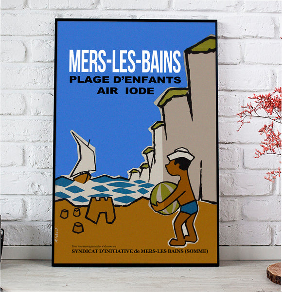 Mers Les Bains-Plage D'Enfants Air Iode Vintage Poster