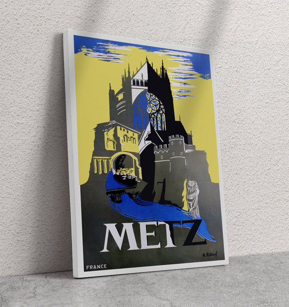 Metz, Ville d'Art et Histoire. 1940s French Rail Travel Poster LORRAINE Canvas