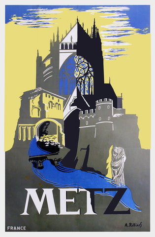 Metz, Ville d'Art et Histoire. 1940s French Rail Travel Poster LORRAINE