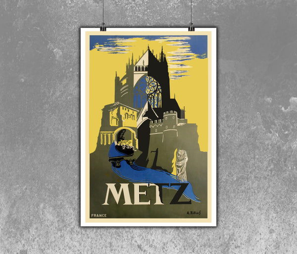 Metz, Ville d'Art et Histoire. 1940s French Rail Travel Poster LORRAINE