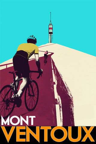 Mont Ventoux Bicycle Route Vintage Travel Poster