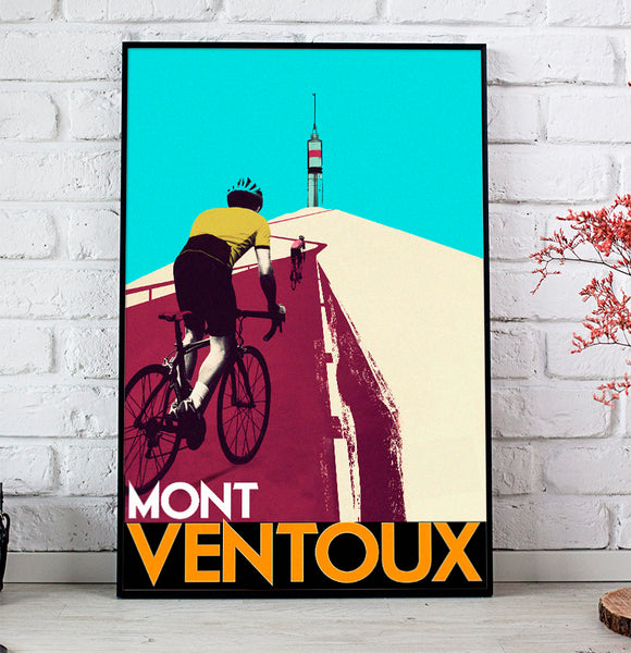 Mont Ventoux Bicycle Route Vintage Travel Poster