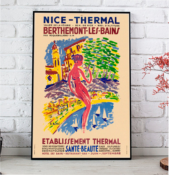 Nice - Thermal Berthemont-les-bains Vintage Poster by E Bellini c1960