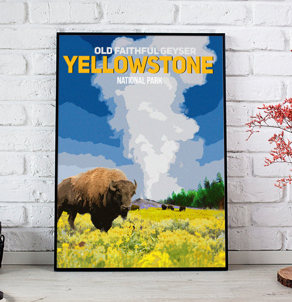 Yellowstone National Park Old Faithful Gayser National Park Poster