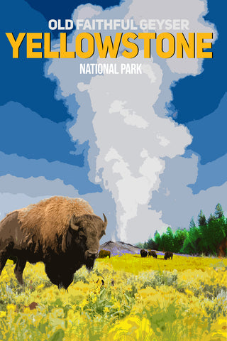 Yellowstone National Park Old Faithful Gayser National Park Poster