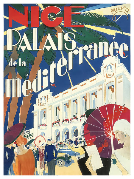 Palais de la Mediterranee, Nice. France Vintage Advertising Poster by Maurice Laure