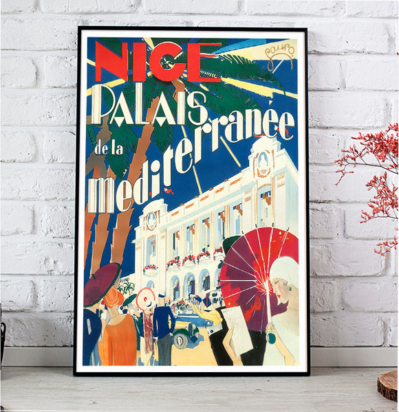 Palais de la Mediterranee, Nice. France Vintage Advertising Poster by Maurice Laure