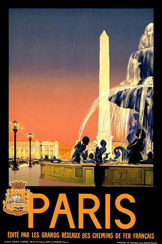 Paris, travel poster for French railway networks, 1930 by Lacazze