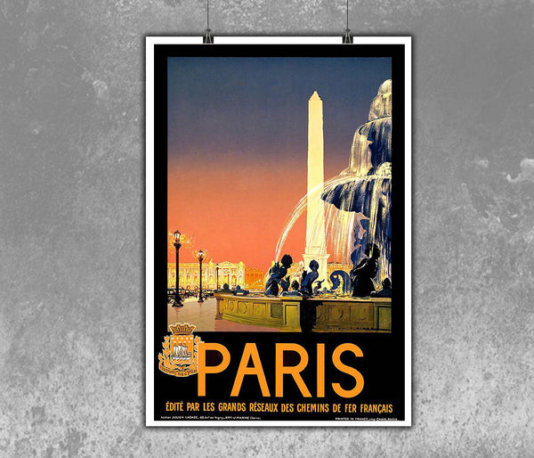 Paris, travel poster for French railway networks, 1930 by Lacazze