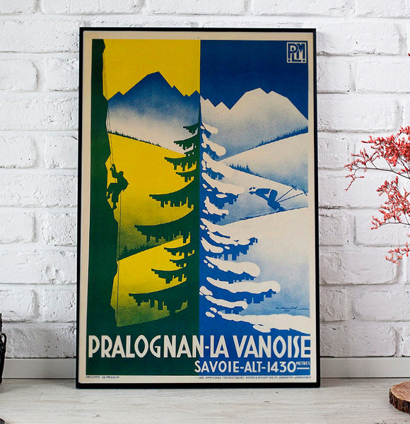 Pralognan la Vanoise, French PLM Railway Vintage Travel Poster by Gorde 1938