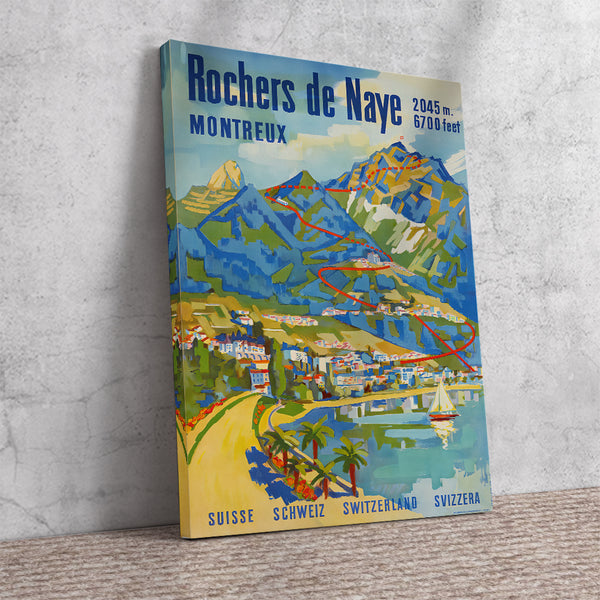 Rocher de Naye 6700 feet, Montreux. Swiss Vintage Poster Canvas