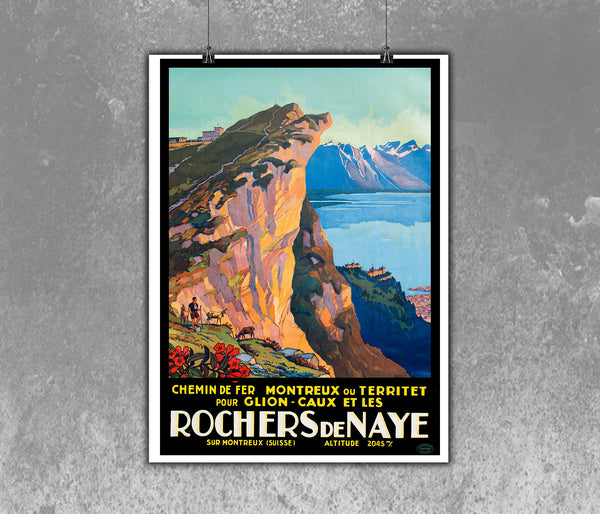 Rocher de Naye Swiss Vintage Poster by Muller 1927