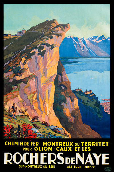 Rocher de Naye Swiss Vintage Poster by Muller 1927