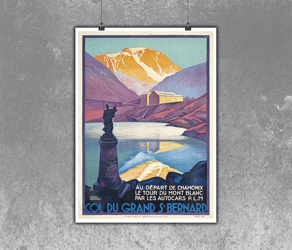 Col Du Grand St-Bernard, Vintage Poster from 1927 by Broders