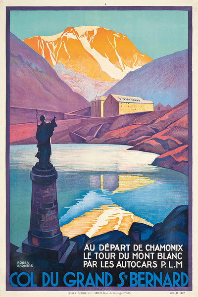 Col Du Grand St-Bernard, Vintage Poster from 1927 by Broders