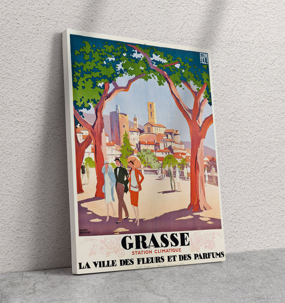 Grasse La Ville des Fleurs et des parfums Vintage Travel Poster by Broders Canvas