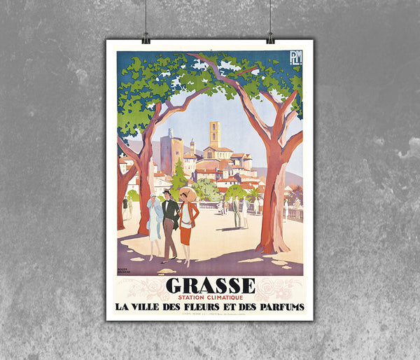 Grasse La Ville des Fleurs et des parfums Vintage Travel Poster by Broders