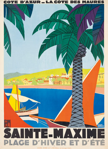 Saint-Maxime Plage D'Hiver et d'Ete. Vintage Travel Poster by Broders