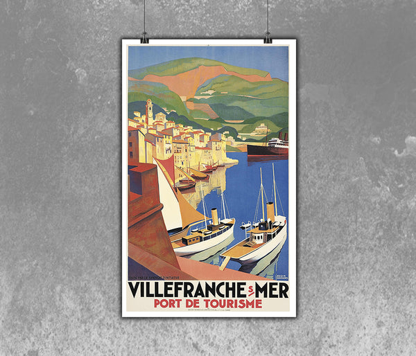 VilleFranche s/ Mer Vintage French Tourism Poster  By Broders