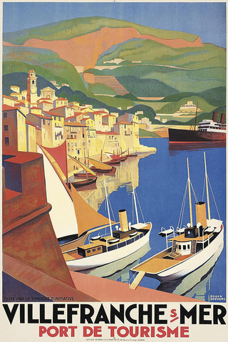 VilleFranche s/ Mer Vintage French Tourism Poster  By Broders