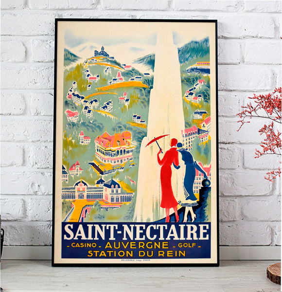 Saint-Nectaire-Auvergne-Casino and Golf-French Vintage Travel Poster