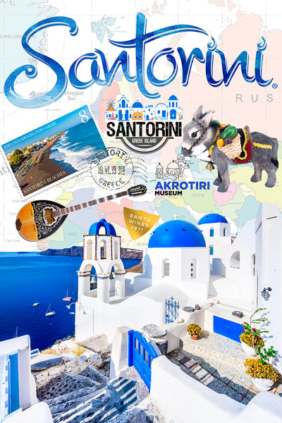 Santorini Retro Poster