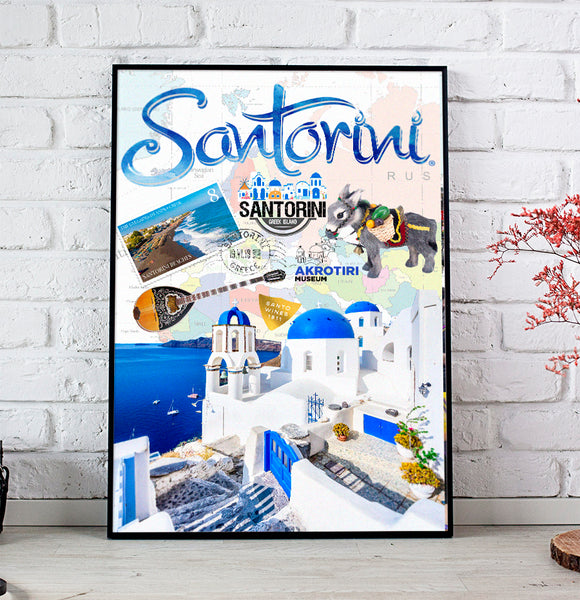 Santorini Retro Poster