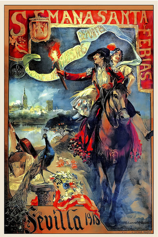 Sevilla  Festival Poster-Semana Santa Y Feria Abril 1918