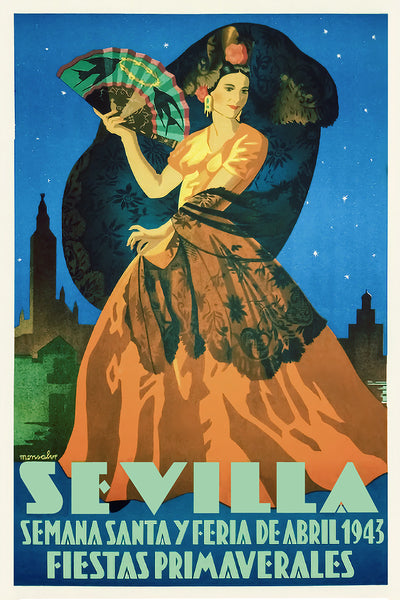 Sevilla Festival Poster Feria de Abril 1943 by Monsalve