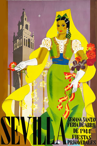 Sevilla Festival Poster-Semana Santa Y Feria de Abril 1944 by Juan Miguel Sanchez Fernandez
