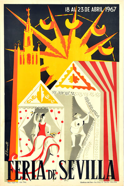 Sevilla Festival Poster-Semana Santa Y Feria de Abril 1967 by JL Baretto