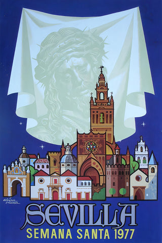 Sevilla Festival Poster-Semana Santa 1977 Vintage Travel Poster