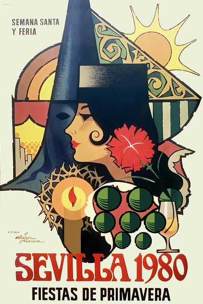 Sevilla 1980  Fiestas de Primavera Vintage poster by Alvarez Gomez