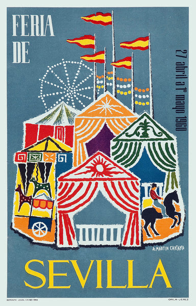 Sevilla Festival Poster Feria de Abril 1960 by Martin Castaya, A