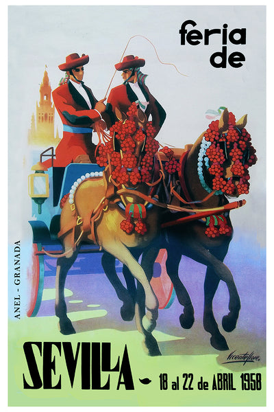 Sevilla Festival Poster Feria de Abril 1958 by Vicente Flores Navarro