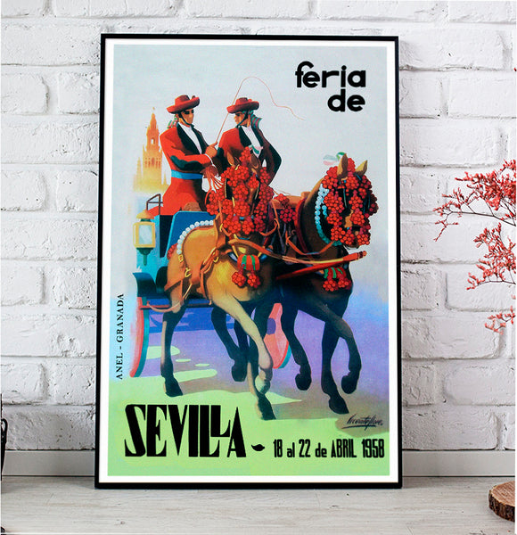 Sevilla Festival Poster Feria de Abril 1958 by Vicente Flores Navarro