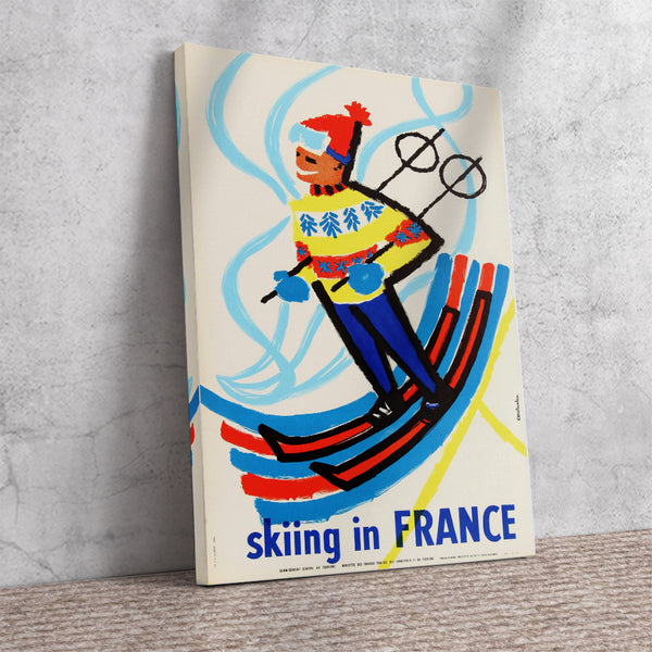 Skiing in France Vintage Winter Sports Poster canvas